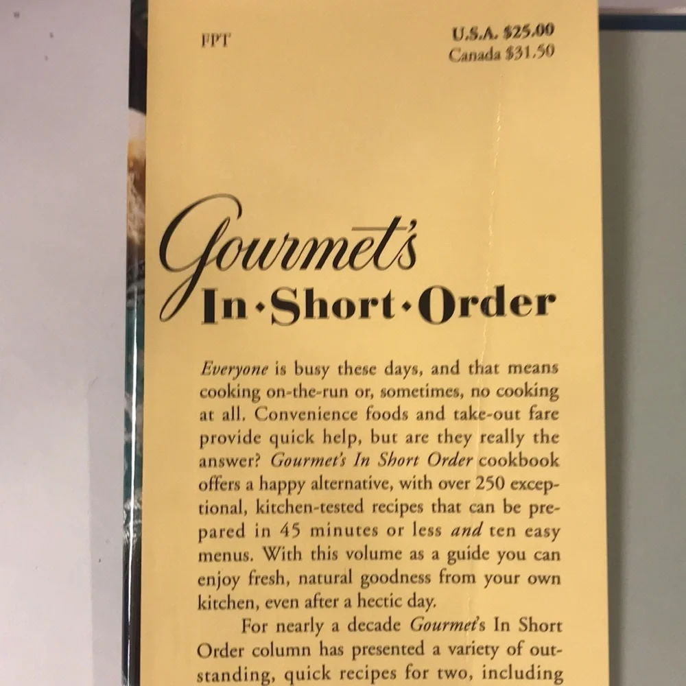 Gourmet In Short Order Cookbook